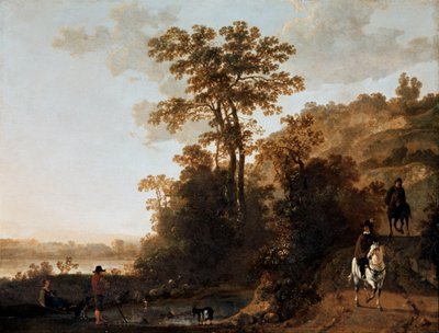 Een Avondrit bij een Rivier door Aelbert Cuyp